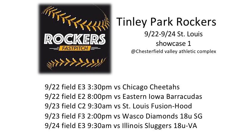 I am very excited to be playing in the St. Louis showcase this weekend! Below is my schedule, I hope to see you there. <a href="/Harper_Softball/">Harper College Softball</a> <a href="/ExtraInningSB/">EXTRA INNING SOFTBALL</a> @FloSoftball