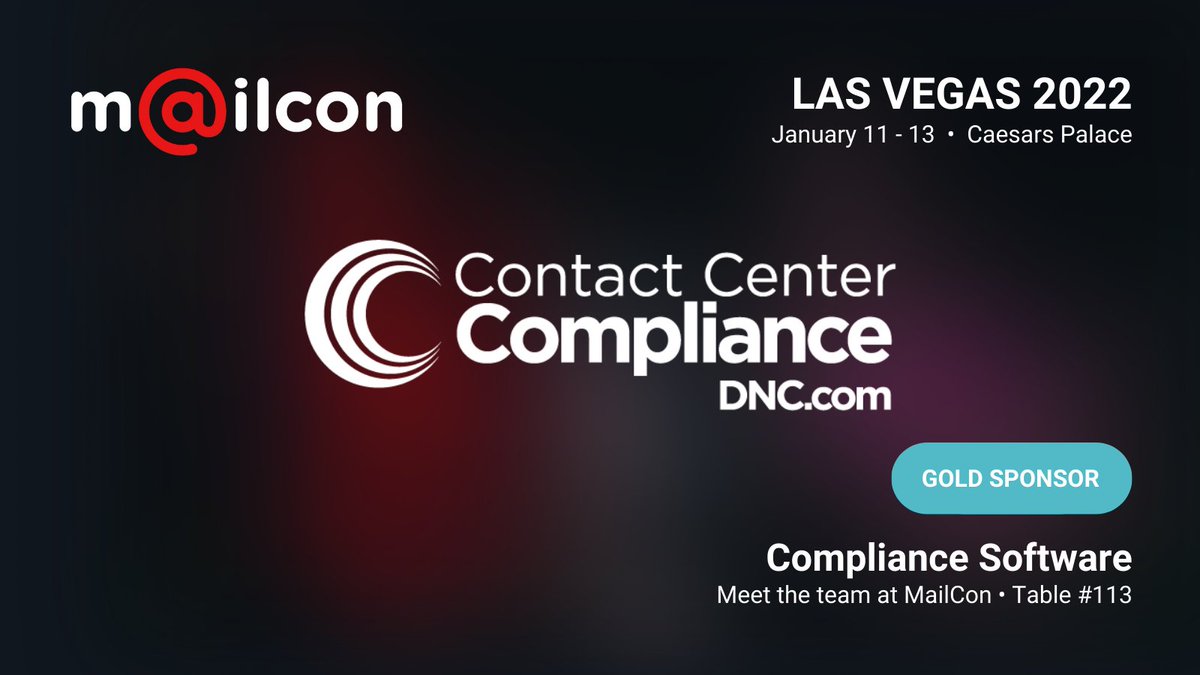 MailConOfficial's tweet photo. ⭐ A GOLDEN shoutout for a Gold Sponsor, Contact Center Compliance. 

Get $200 off on your early-bird pass>> https://t.co/QxUf1O9eTQ 

#ContactCenterCompliance #MailCon #EmailGeeks #MailCon2022 #MailConLV22  #events #emailmarketing https://t.co/BhEuKOYX55
