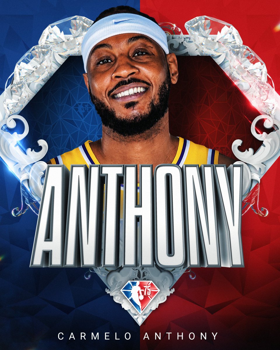 NBA's tweet photo. Selected to the NBA's 75th Anniversary Team... Carmelo Anthony! #NBA75 https://t.co/xrU9LkzCe6