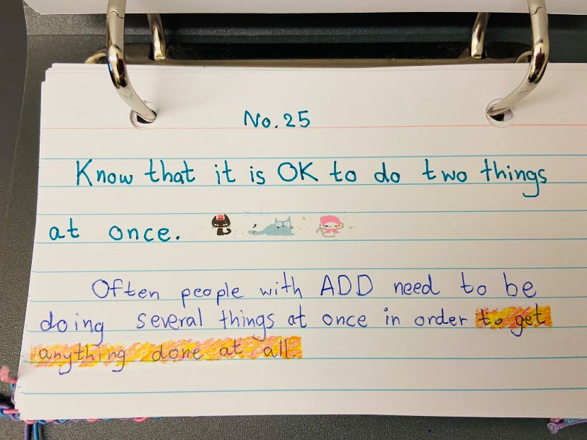 UOtterLiveOnce's tweet photo. Tip#25 - Know that it is OK to do two things at once. Often people with #ADHD need to be doing several things at once in order to get anything done at all.
#DrivenToDistraction #ADHDAwarenessMonth #ActuallyADHD #YouOtterLiveOnce 🦦🍀 https://t.co/cgHNT4aVfO