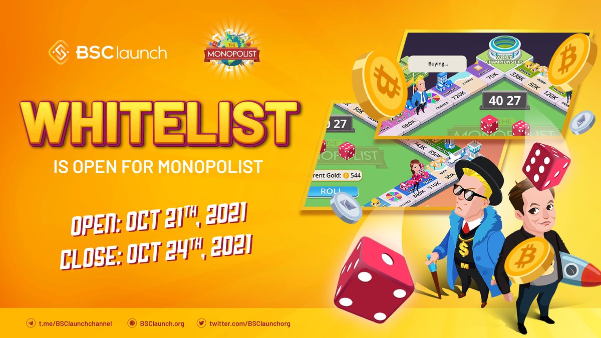 🎲Roll the dice, launcher! 
@MonoNFTsGame private-sale whitelisting FORM is now live.

👉Check out the details: bsclaunchofficial.medium.com/monopolist-pri…

#NFTs $GameFi #P2E
