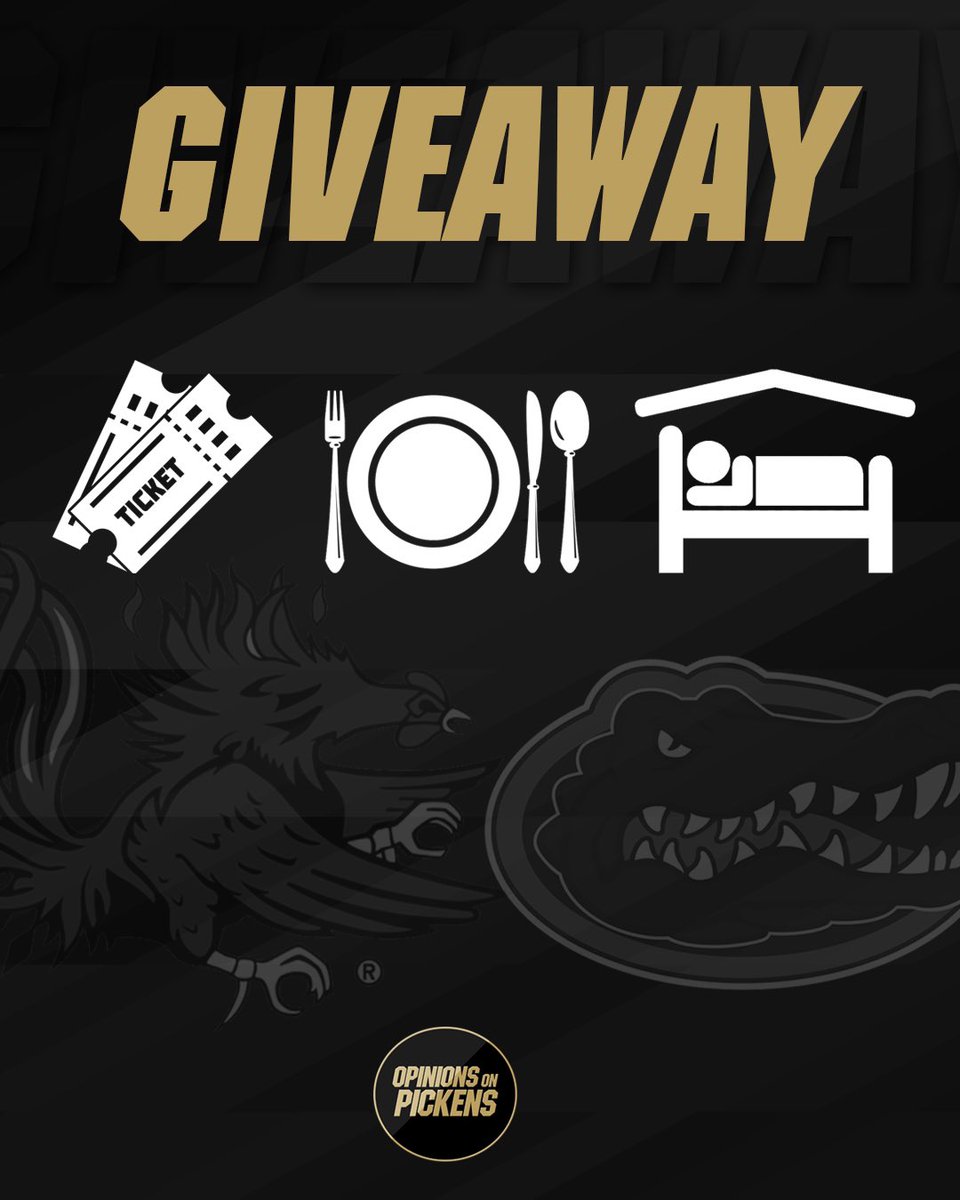 OOPickens's tweet photo. Gamecock Giveaway 🐔 
Here’s what you can win:
🤙🏼2 tickets to the Carolina vs Florida game
🤙🏼A meal for two at Carolina wings
🤙🏼A one night stay at the Gallus Stadium Park Inn
•
Here’s what you need to do to enter:
🤙🏼 Retweet this post
🤙🏼 follow our page
⭐️Winner announced 11/2 https://t.co/C6RnM3DpKE