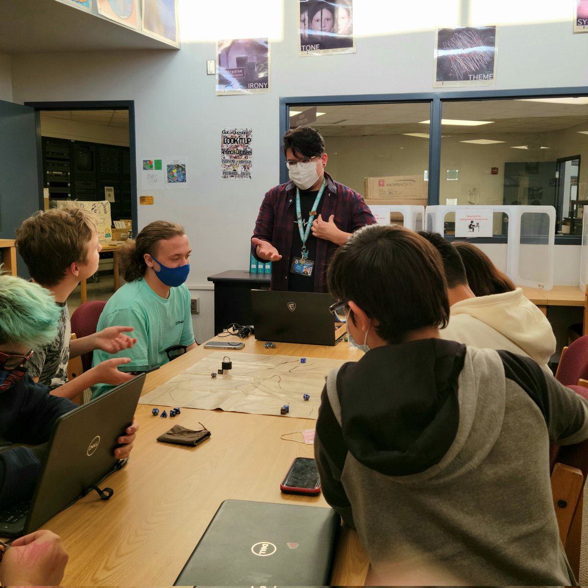 JEvans_AHS's tweet photo. Americas library aide, Mr. Pichardo, is doing an amazing job leading the Gaming Club in Dungeons &amp; Dragons!  @AHSGamingClub @Americas_HS @americaslibrary https://t.co/g0XRXp0qZQ