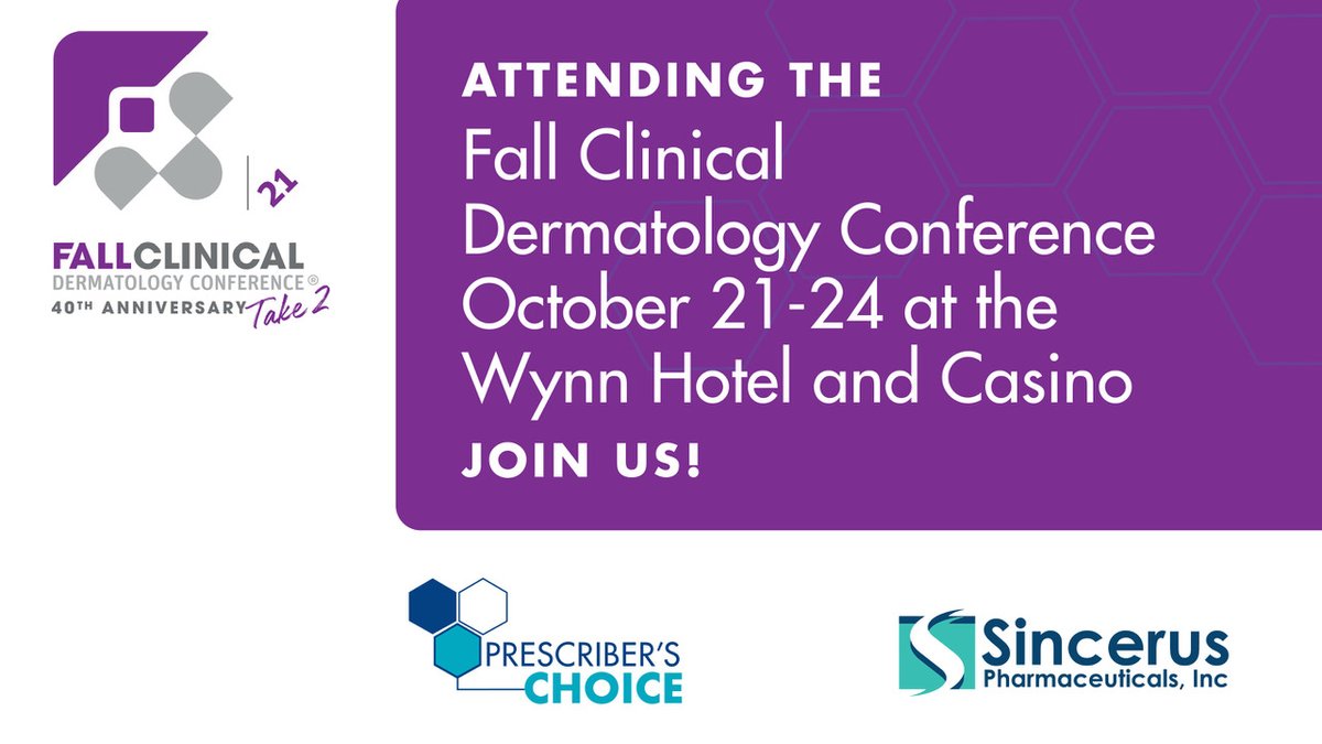 PrescribeChoice's tweet photo. Our team is on-the-ground in Vegas for the Fall Clinical Dermatology Conference at the Wynn Hotel. Stop by our booth to learn more about custom prescription skin medicines manufactured by Sincerus, a 503B outsourcing facility, and what it means to have the #ChoiceDerm advantage. https://t.co/gKIxpUuHIp