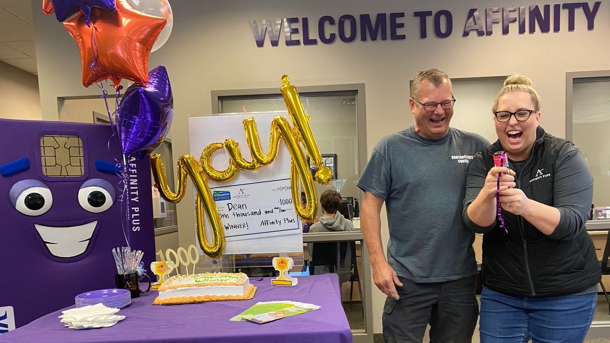 Yay is right! Dean won a $1,000! He won money by saving with his <a href="/WINcentiveSave/">WINcentiveSavings</a> account. Learn how you could be entered into drawings for cash prizes too. Check out our WINcentive Savings accounts at bit.ly/3Gd6hl9.
Insured by NCUA