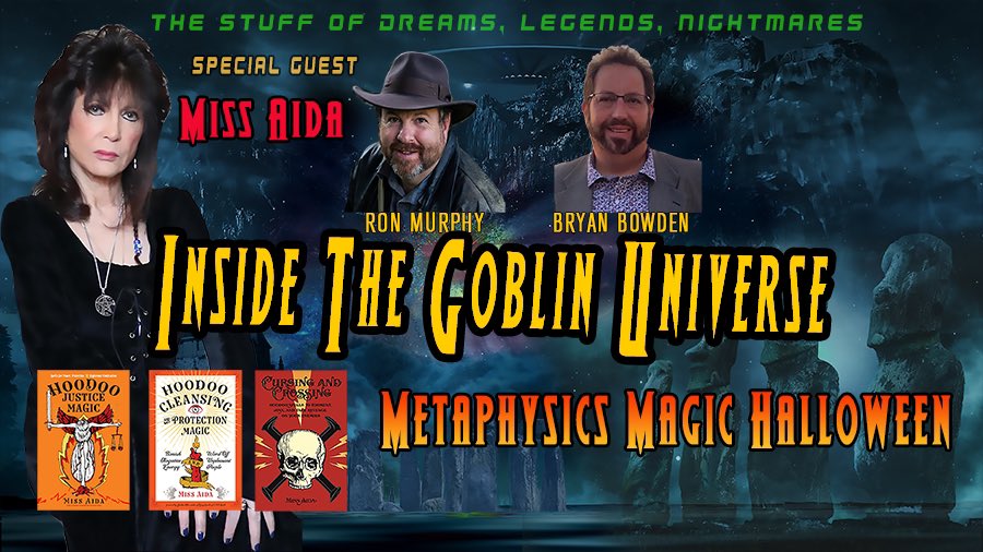 NoBoBuMe's tweet photo. Tonight at 9:30 pm est Ronald Murphy and Bryan M. Bowden welcome Miss Aida as we discuss the Magic and Metaphysical of Halloween.  Join us and take part in our Livestream on Inside The Goblin Universe ITGU

https://t.co/j9NprBRTke https://t.co/Ks58WfJxVv