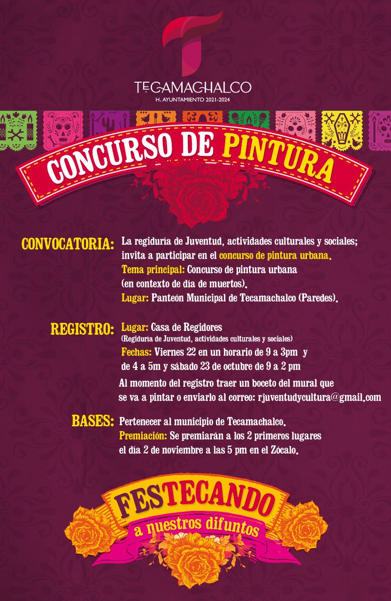 HTecamachalco's tweet photo. Te invitamos del 30 de octubre al 2 de noviembre a festejar a nuestros difuntos en el zócalo de nuestro Tecamachalco. Habrá muchas sorpresas ¡Te esperamos, no faltes, únete a la fiesta! 

#FestecandoANuestrosDifuntos
#ElGobiernoQueNecesitamos https://t.co/tUFGVmXWg9