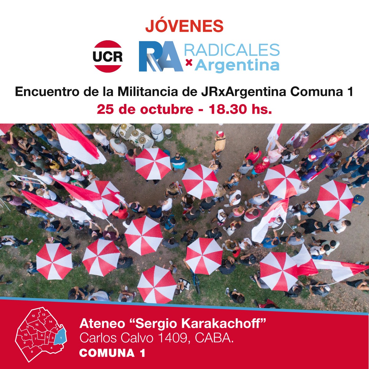 jradicalc1's tweet photo. Te invitamos a participar del encuentro de Jóvenes de la #Comuna1 de RxA para debatir junto al Secretario General de la Juventud Radical CABA @franloupias y los referentes de la juventud de nuestro espacio en la capital! #Comuna1 #RadicalesxArgentina https://t.co/kTfAG1AIxL