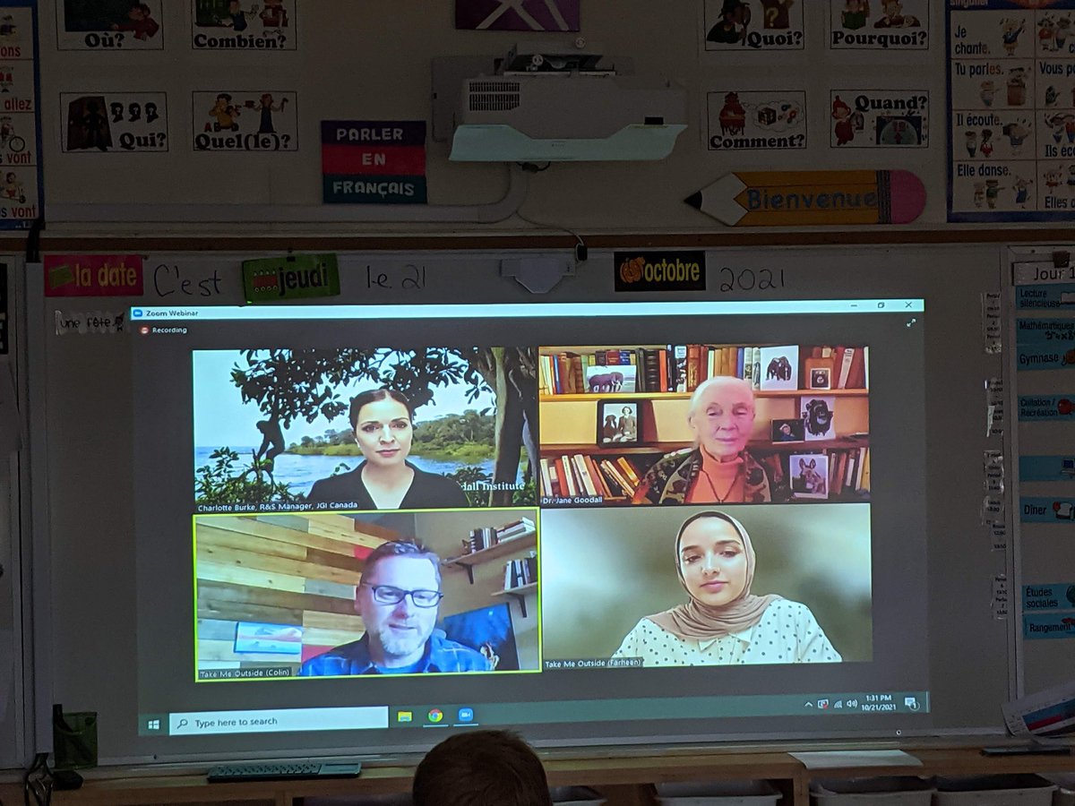 Today we took some time to listen to Jane Goodall.  Thank you to <a href="/takemeoutside/">Take Me Outside</a> for hosting this.  <a href="/BaysidePublic/">Bayside PS</a> <a href="/HPEschools/">Hast. and Pr. Ed.DSB</a>