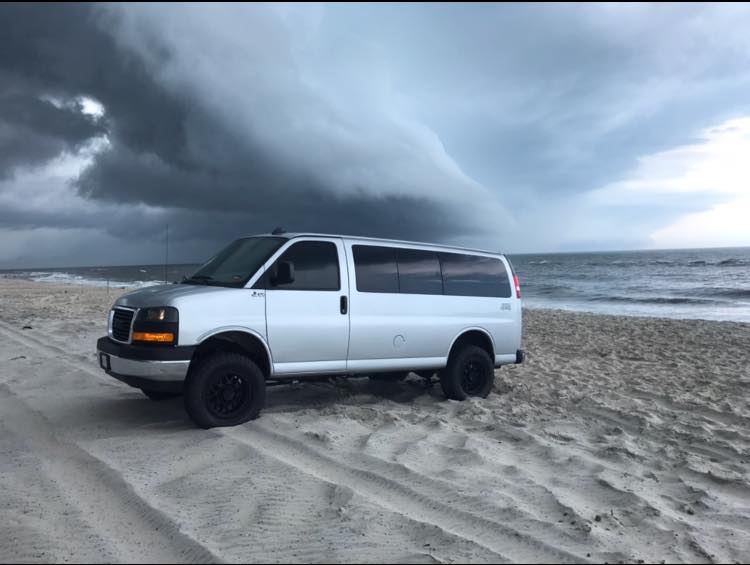 Clouds can't hide this gem. 👊 
📷Chris DiGristine
.
.
#quigley4x4 #beachlife #stormydays #webuildyourescape #ocean #getoutside #homeonwheels #beachfront #4x4vans