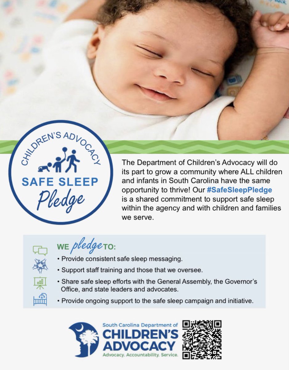 ChildAdvocateSC's tweet photo. We pledge our commitment to #SafeSleepAwareness. 💙💚 https://t.co/kx62Zua9dA