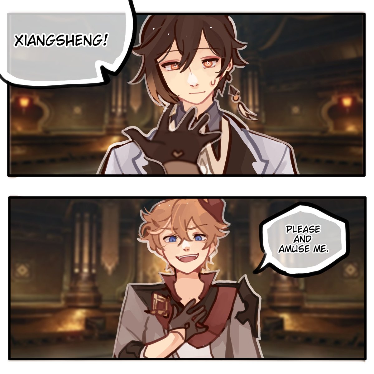 Just a conversation with my friend while co-op
#Zhongli #Xiao #Childe #tartali #GenshinImpact #原神 