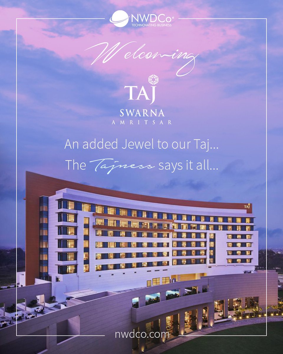 nwdco's tweet photo. We are excited to welcome one more jewel to our list of TAJ's, with @swarna_taj , Amritsar
#tajswarna #amritsar #newclient #Tajness #Taj #IHCL #clientcard #nwdco #technology #technovateyourbusiness #productbynwdco #SoftwareSolutions #tech #webdevelopment #mobileappdevelopment https://t.co/voYxupB0cU