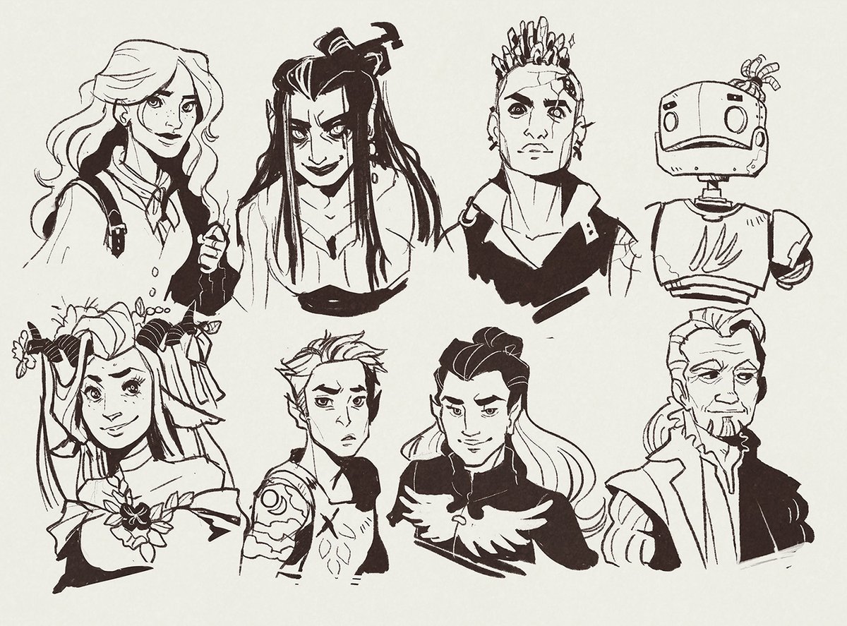 amasugiru's tweet photo. Some sketches while watching the start of CR3.  #CriticalRoleSpoilers #criticalrole #criticalrolecampaign3 https://t.co/SnNYpQCJBz