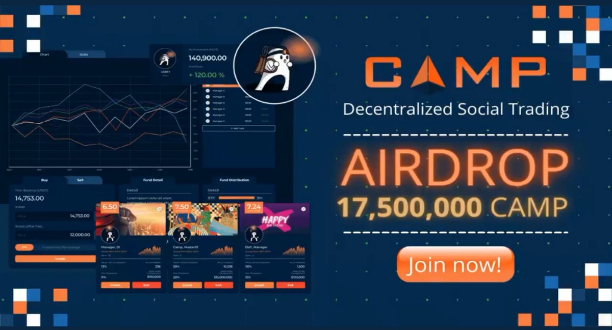 airdropblogs's tweet photo. 🔥 CAMP #Airdrop (CAMP)
⭐️⭐️▪️ 2/3 stars
💰 Reward: 500 CAMP
👥 Referral: 100 CAMP
🏆 Reward pool:  17,500,000 CAMP
🚀 Airdrop Link: https://t.co/tZ94u7AkSh

• Follow @CAMP_DST
• Like and retweet this Tweet

🌐 About CAMP: Visit – https://t.co/EdDi6PzjPu https://t.co/GZW5X0aAl5