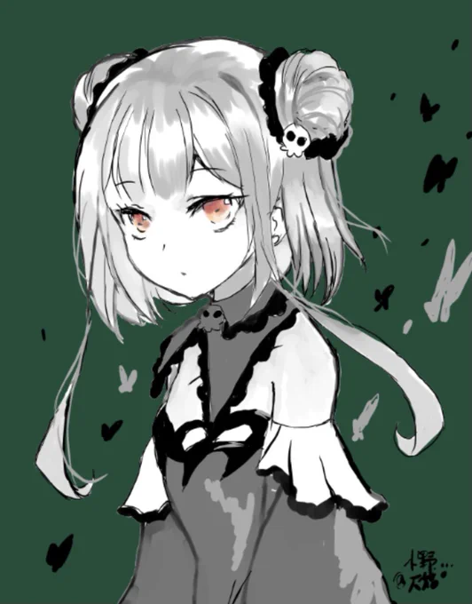 #絵クロマンサー 昨天看了齋藤老師的影片試試看單色效果畫的是るしあ 