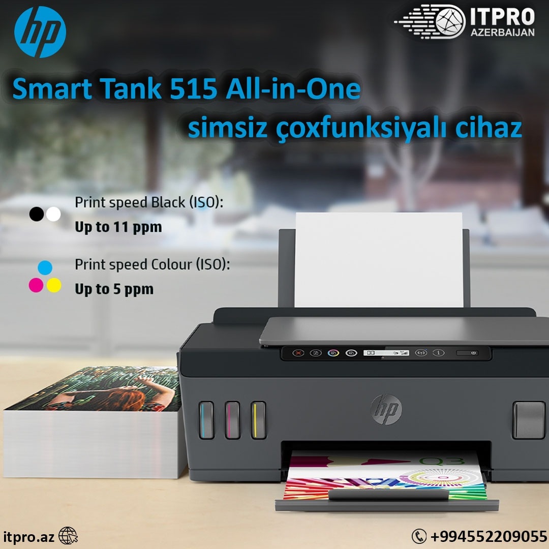 itprooo's tweet image. HP Smart Tank 515 All-in-One simsiz çoxfunksiyalı cihaz
⠀
Bu printer istədiyiniz iş yerində və evdə istifadə üçün mükəmməl seçimdir.
⠀
Əsas xüsusiyyətləri:
⠀
- Printer, skaner və kopiya

#hp #hpprinter #printerhp #printersatışı #smarttank515 #smarttank #baku🇦🇿 #azerbaycan🇦🇿