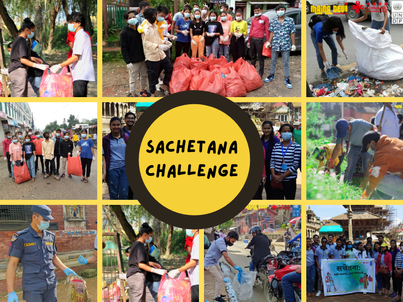 Mainadevifound's tweet photo. "Sachetana Challenge" अन्तर्गत, सचेतनाका स्वमसेवको नेतृत्वमा स्थानीय युवाहरुले काठमाडौँको आलोकनगर र डिल्लीबजार,ललितपुरको पाटनदरबार क्षेत्र,मकवानपुरको हेटौडा बजार,कैलालीको टिकापुर पार्क र गोदावरी पूल,अछामको नन्देगड र  सुर्खेतको बुलबुल तालको सरसफा��� गर्नु भएको छ। 
@UNDPNepal @CIDCA https://t.co/6GKXxBnLJH