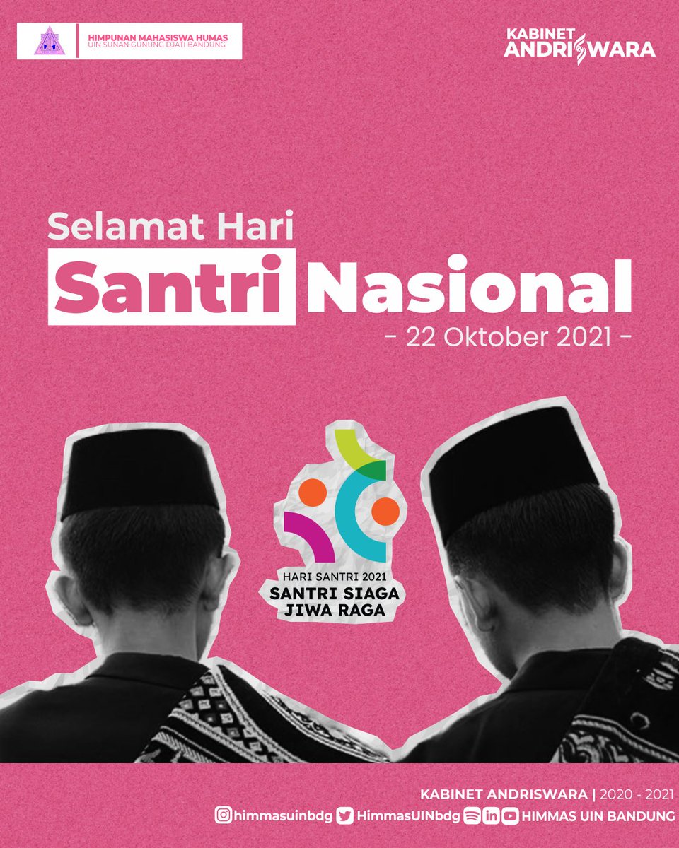 [PHB : Hari Santri Nasional] ⁣
⁣
Assalamu'alaikum Warohmatullahi Wabarokatuh. ⁣
⁣
Hi, Fellas! Selamat Hari Santri Nasional! Mari kita wujudkan Islam yang sejuk dan cinta damai dalam kehidupan sehari-hari.⁣

Narahubung : ⁣
📞 0895-1649-4302 (Ari) ⁣