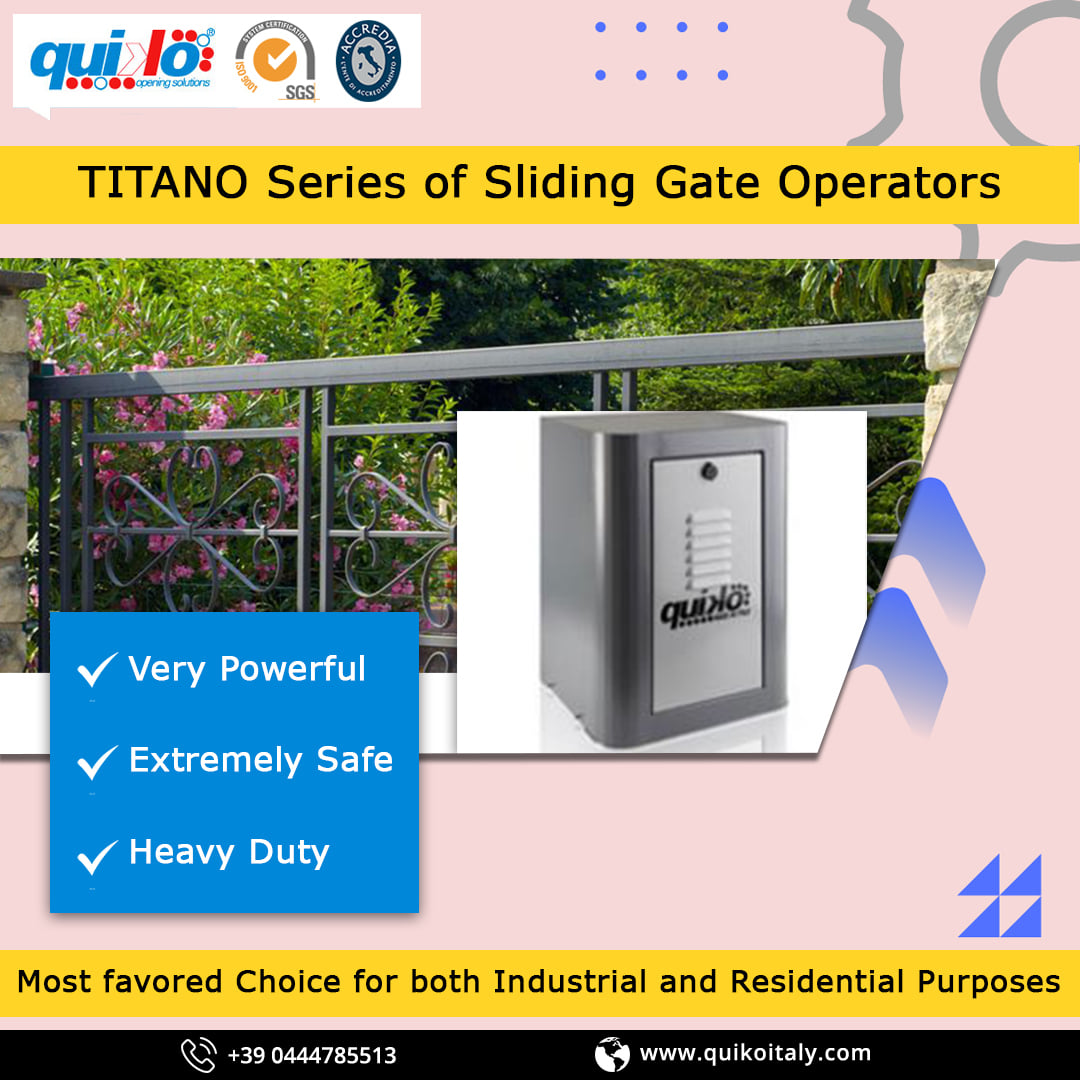 QUIKOITALY's tweet image. #TITANO series of #SlidingGateOperators are the best choice when looking for gate operators for Industrial purposes. They even have a manual unlocking mechanism in case of power failure. Explore us at quikoitaly.com/en/sliding-gat… to know more about our products.
#quikoitaly