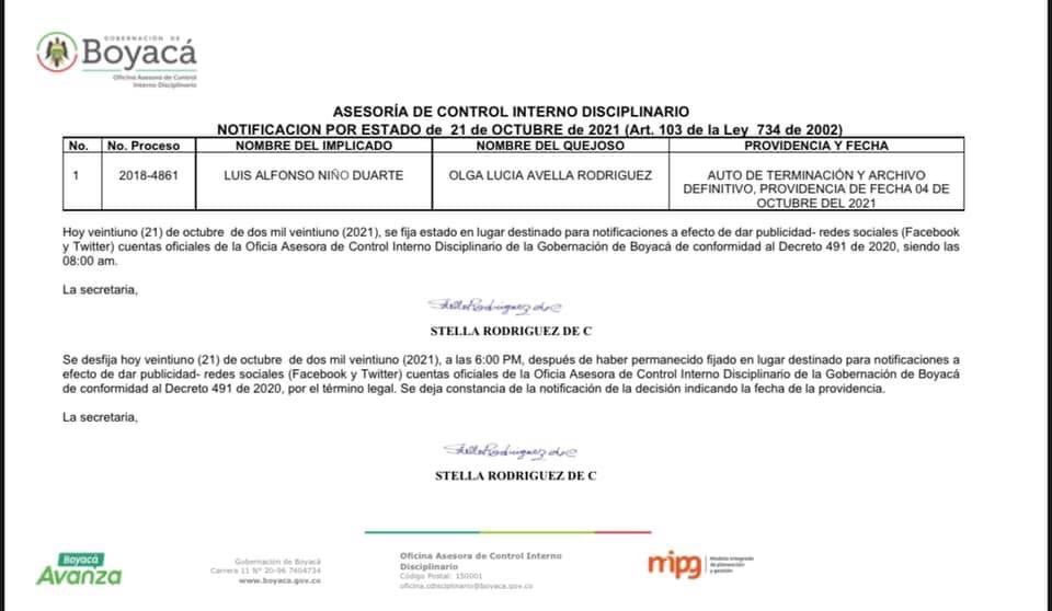 ControlDiscBoy's tweet photo. Desfijación Estado del 21 de octubre de 2021 (Art. 103 Ley 734 de 2002) https://t.co/HQZbg5WhJ5