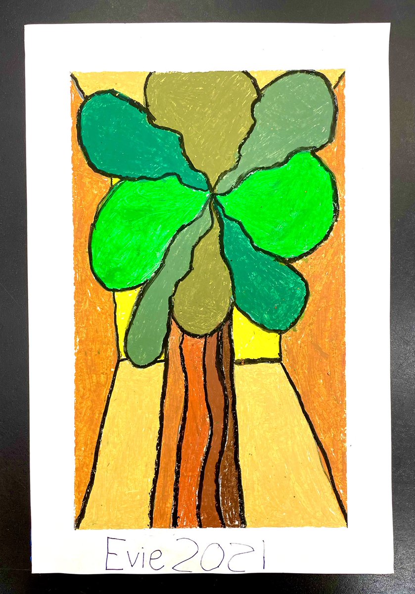 ArtAlderman's tweet photo. 5th grade Tiffany inspired stained glass windows…. In oil pastel 🌴🌲🌳🎄 @AldermanEagles @NhcsArts https://t.co/rA3Y5zR0yw