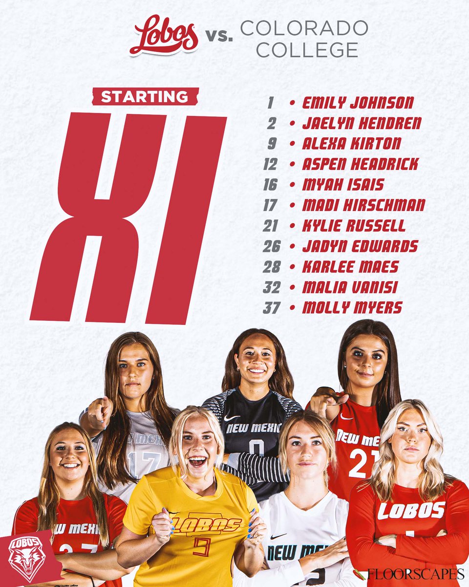 Our starting 11 for tonight's match against Colorado College!! 

#GoLobos | #WeAreNM