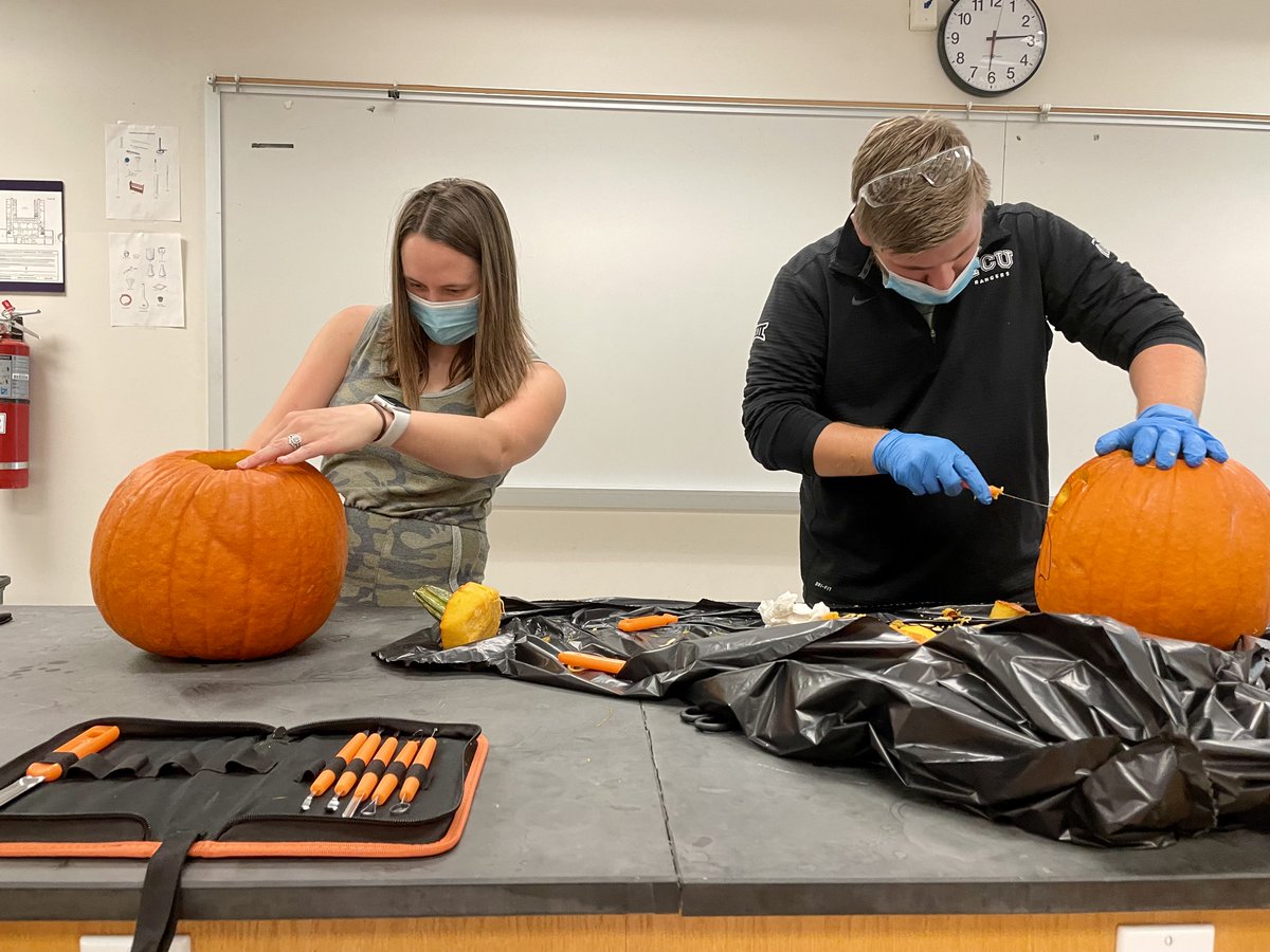 ChemistryTcu's tweet photo. Things are getting spooky in the chemistry department!👻 Check back tomorrow to see the results of our pumpkin carving contest!!🎃@TcuGradStudies  @AndreaGuedez10 @Will_Burnett1 @elyandreyna @alchemist_magy @DT9Dan @alexmenke62 @maegyn10 @klinova https://t.co/srDDeXvwsK