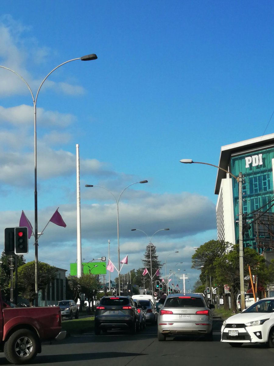 ViVejCo's tweet photo. Por qué #temuco con #baderasRosadas? Será por la campaña de la detección precoz mes del cáncer de mamá? https://t.co/T0HR0i6UGe
