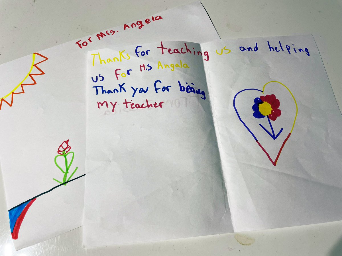 baabyangela's tweet photo. I’ve been seriously struggling these past few days and two of my girls came over to me with letters and drawings during lunch today. 😭💗 https://t.co/9lAApk9qVn