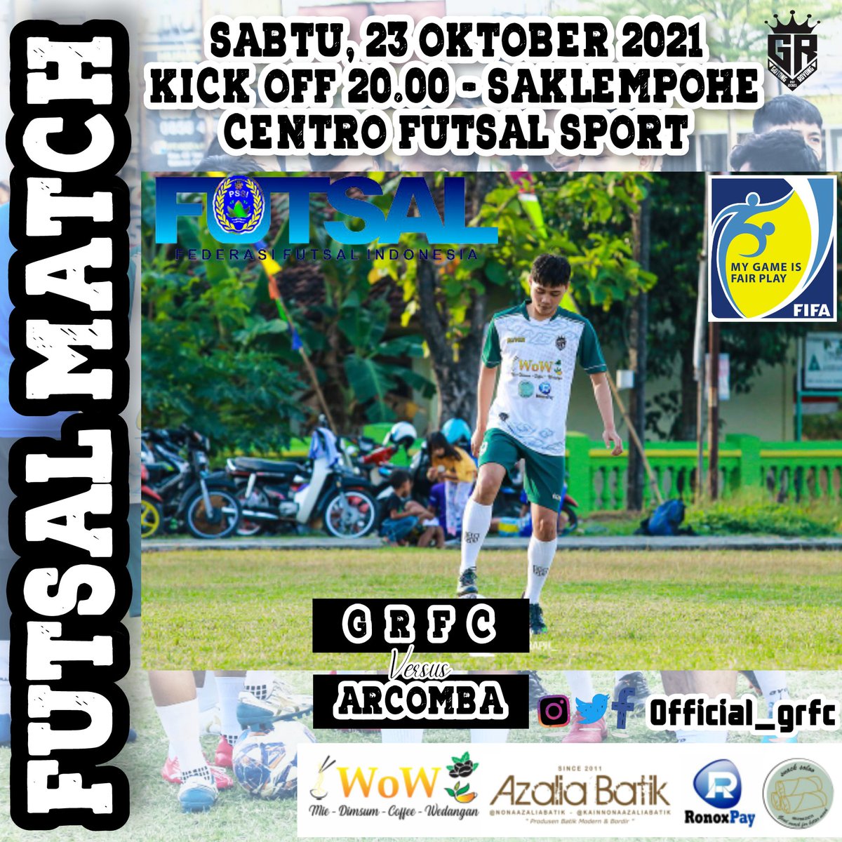 Official_grfc's tweet photo. Next Futsal Match
📆 Sabtu, 23 Oktober 2021
🏟️ Centro Futsal Sport
🕓 20.00 - saklempohe
🆚 Arcomba FC https://t.co/p0g7UbhR34