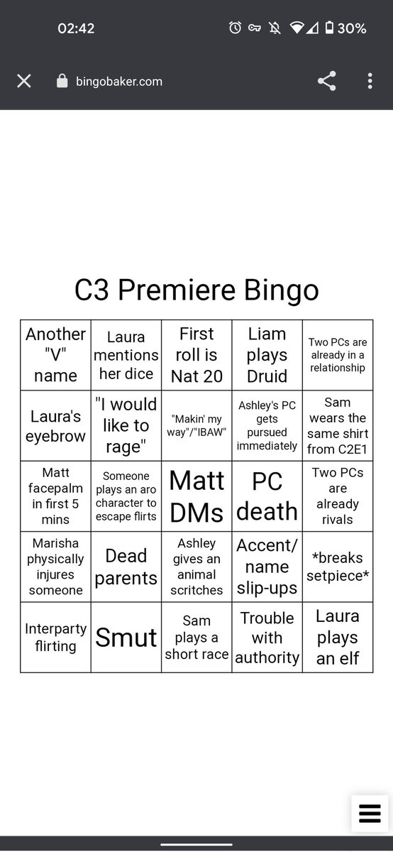 Helionobles's tweet image. So excited for #CriticalRole #Campaign3 that starts in about 8 mins pulling an all nighter (it's worth it) nearly 90k viewers already. Let's go! Got my crit role bingo ready