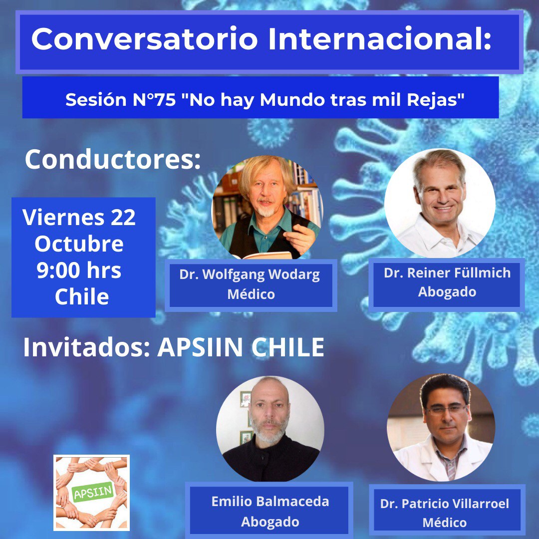 APSIINCHILE's tweet photo. #APSIIN
Tenemos el agrado de comentarles que nos han invitado a participar de un conversatorio internacional junto a grandes profesionales, titulado: "No hay mundo tras mil Rejas"mañana a las 9:00 hrs Chile.
Sigue la publicación completa en el sgte link https://t.co/xP3OIIUsM2 https://t.co/Zafd6zup77
