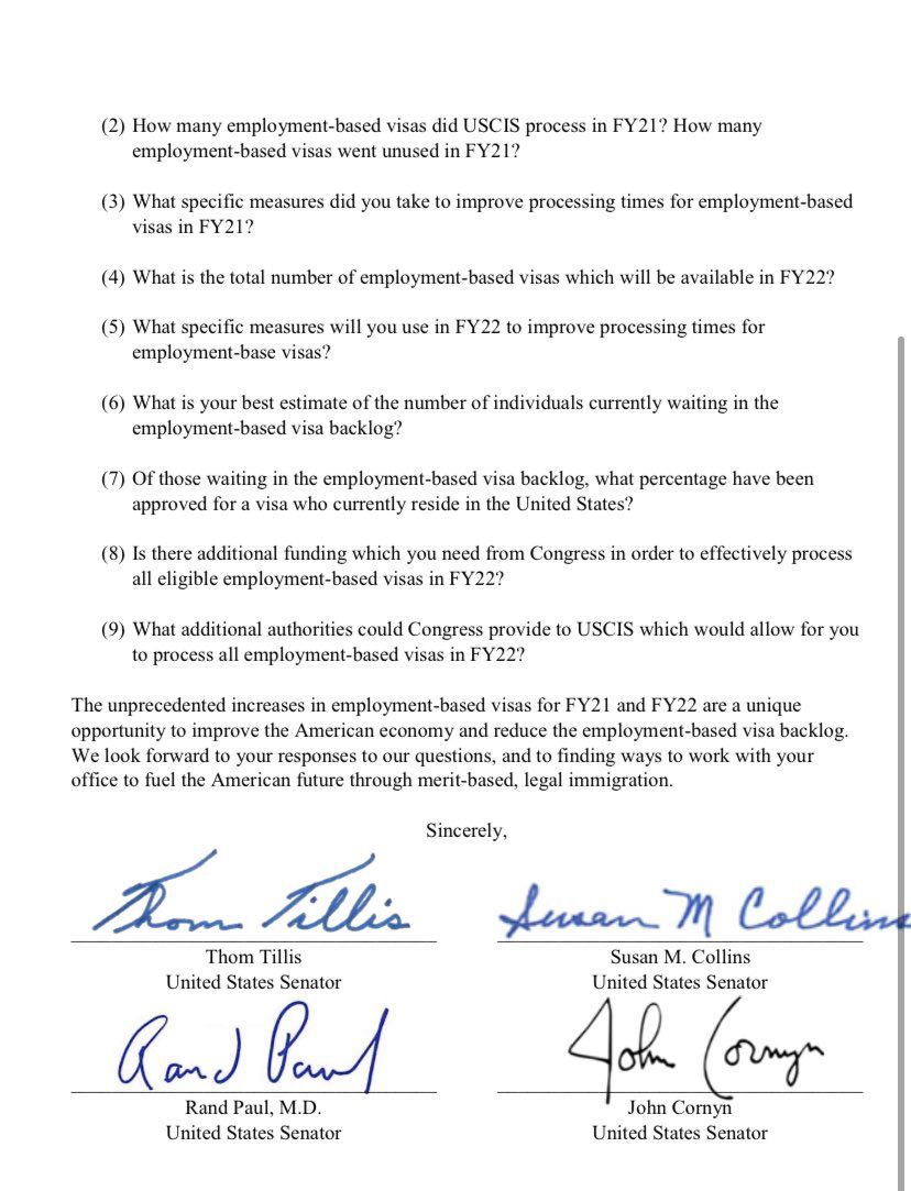 Sivakumar S (@realsivakumars) on Twitter photo Thank you for your support <a href="/SenThomTillis/">Senator Thom Tillis</a> <a href="/JohnCornyn/">Senator John Cornyn</a> <a href="/RandPaul/">Rand Paul</a> <a href="/SenatorCollins/">Sen. Susan Collins</a>
<a href="/USCISDirector/">USCIS Director</a> <a href="/USCIS/">USCIS</a> Do not punish immigrants who SHOULD HAVE BEEN CITIZENS years ago for those who are not born yet
@WHCOS <a href="/StateDept/">Department of State</a> <a href="/POTUS/">President Donald J. Trump</a> <a href="/VP/">Vice President JD Vance</a> <a href="/TheDemocrats/">Democrats</a> Thank you for your support <a href="/SenThomTillis/">Senator Thom Tillis</a> <a href="/JohnCornyn/">Senator John Cornyn</a> <a href="/RandPaul/">Rand Paul</a> <a href="/SenatorCollins/">Sen. Susan Collins</a>
<a href="/USCISDirector/">USCIS Director</a> <a href="/USCIS/">USCIS</a> Do not punish immigrants who SHOULD HAVE BEEN CITIZENS years ago for those who are not born yet
@WHCOS <a href="/StateDept/">Department of State</a> <a href="/POTUS/">President Donald J. Trump</a> <a href="/VP/">Vice President JD Vance</a> <a href="/TheDemocrats/">Democrats</a>