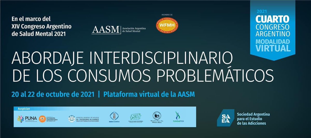 MarceloMirkin's tweet photo. A través del @untpuna de @ExtensionUnt participamos del cuarto Congreso sobre Abordaje de los Consumos Problemáticos organizado por la Sociedad Argentina para el Estudio de las Adicciones (SAEA)
#extensionnosconecta https://t.co/TvPKDeqPBS
