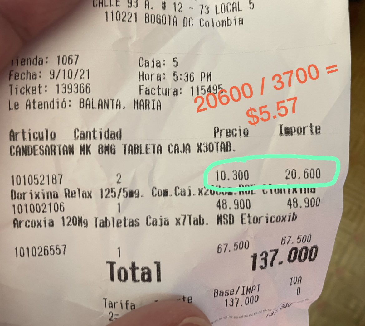 alopeztom's tweet photo. Panamá, caja de 14 = $39.76; Colombia, 2 cajas de 30 = $5.57 URGE hacer algo con el costo de los medicamentos en Panamá! @MINSAPma https://t.co/lVFoTbuaDk