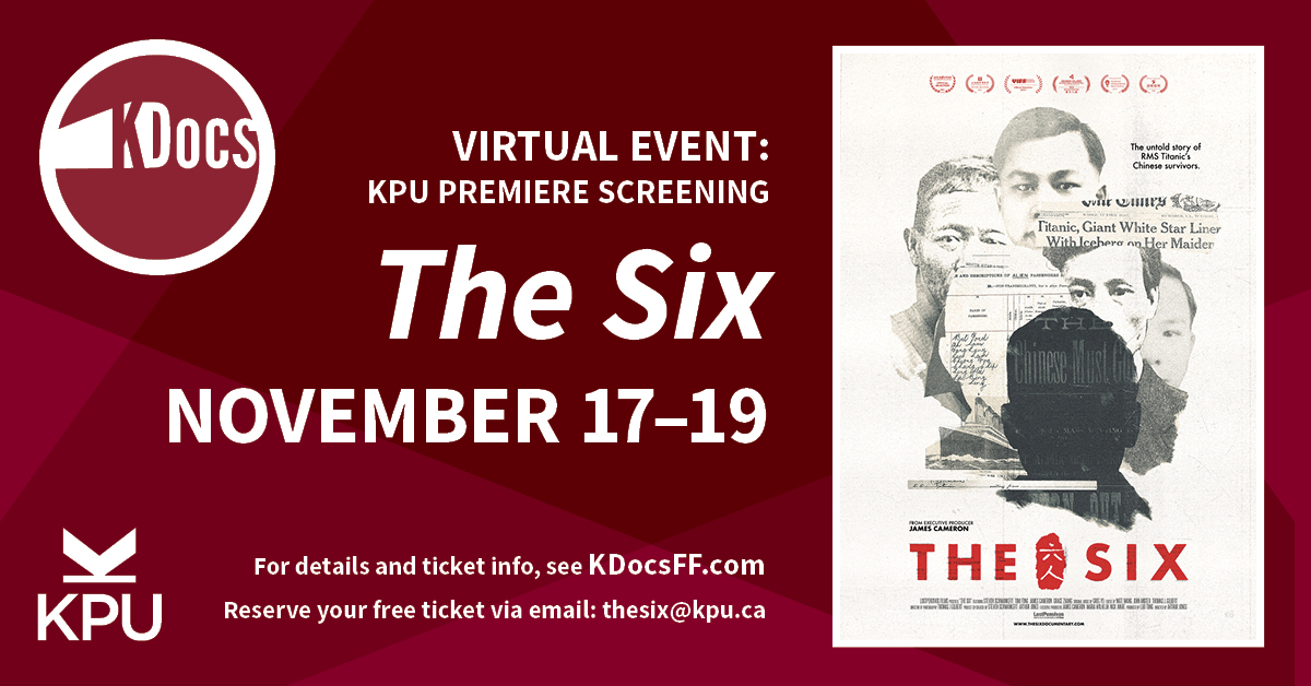 Nov 17-19 EXCLUSIVE! @TheSixFilm, from exec prod James Cameron, followed by live Q&amp;A w/ dir <a href="/ArthurJones/">Arthur Jones</a> lead researcher @SSchwankert, MOSAIC's Sherman Chan, and YorkU's Lily Cho (Keynote Speaker). Tickets FREE: email thesix@kpu.ca to reserve. More info: kdocsff.com/upcoming-event…