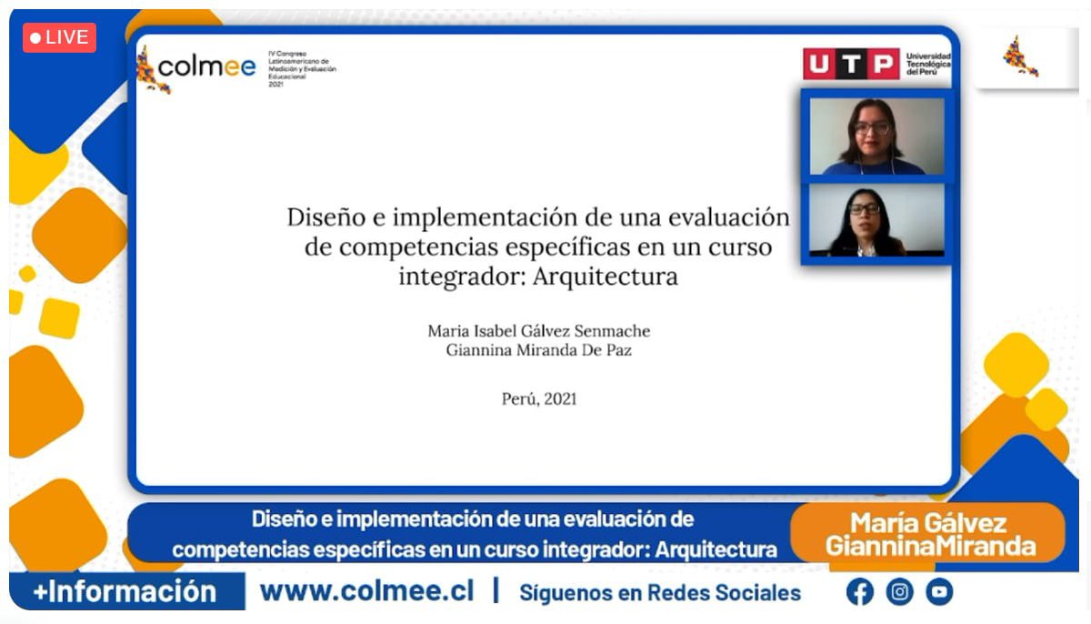 gianninipanini's tweet photo. Hoy en el IV Congreso Latinoamericano de Medición y Evaluación Educacional 2021 organizado por MIDE UC.

📝Ponencia: Diseño e implementación de una evaluación de competencias específicas en un curso integrador: Arquitectura.

#colmee2021 #evaluación #mideuc https://t.co/bZWaOFXOu1