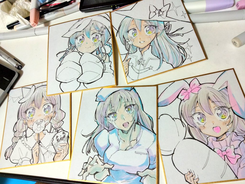 【おまけ】下描き、線画、塗り途中 