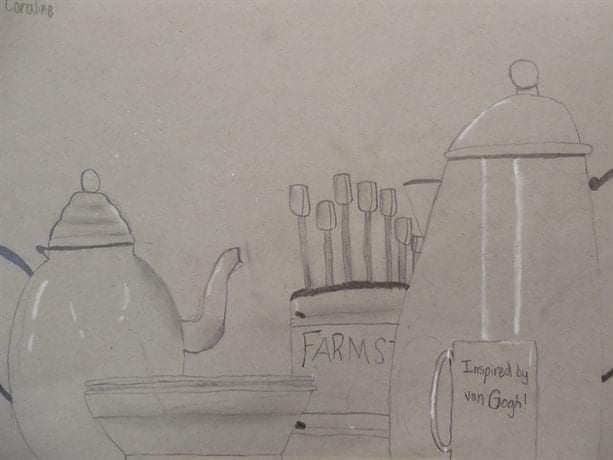 PlattsburgArt's tweet photo. #DrawBIG says the art teacher, so she did! Interesting composition by Coraline with lots of overlapping and masterful use of shadows & highlights #TigerLegacy @CCMSTigers https://t.co/IY3nSLwD8B