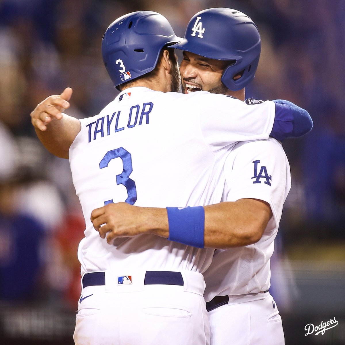 Dodgers's tweet photo. Tío Albert hugs hit different at home. https://t.co/FRLfsrcLBq