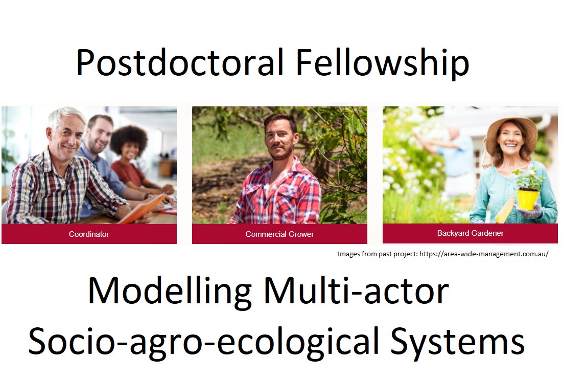 Apply for <a href="/CSIRO/">CSIRO</a> early research career #CERC #postdocjobs now, esp the one working with me! Effective #IPM and #AWM of agricultural pests is a #socioeconomic challenge as well as an #ecological one. Disciplines will combine to develop models for management jobs.csiro.au/job/Brisbane%2…
