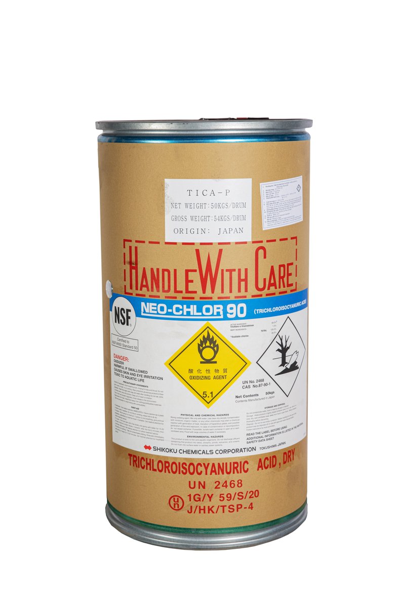 Thu53149399's tweet photo. TCCA Nhật Shikoku - Tricholoroisocyanuric acid 
Công dụng: tăng ôxy trong nước, diệt vi sinh vật, diệt tảo, rong rêu trong nước, diệt vi khuẩn, vi rút, ký sinh trùng gây bệnh
#TCCA #dietkhuan #xulynuoc #dietrong #diettao https://t.co/oMBn3lp7jM