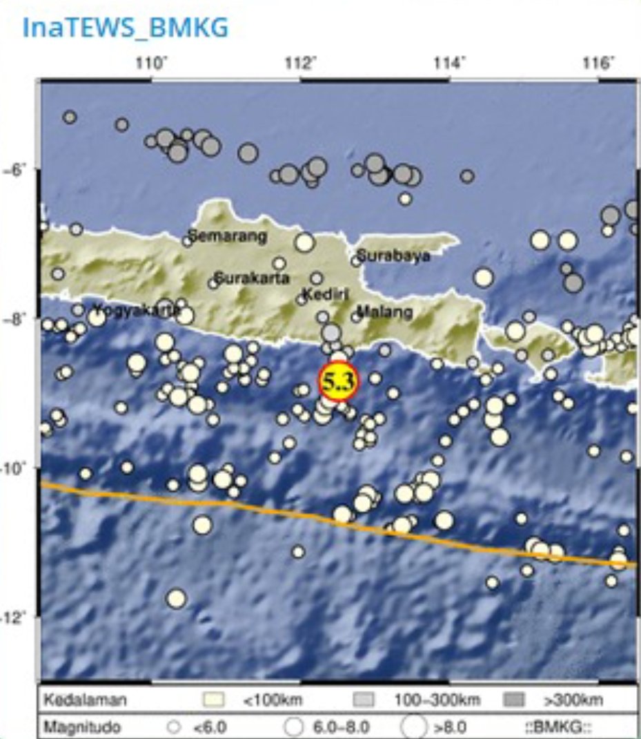 daryono_eq_talk's tweet photo. Info Gempa Mag:5.3, 22-Okt-21 09:21:15 WIB, Lok:8.84 LS,112.51 BT (78 km BaratDaya KAB-MALANG-JATIM), Kedlmn:33 Km ::BMKG https://t.co/mhMlkU5tlq