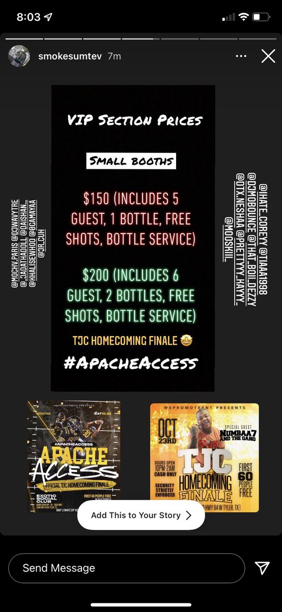 BWFBlacc's tweet photo. #TJCHC2K21 #APACHEACCESS come stand on furniture n pop bottles the right way go head n tap in for the sections n @SmokeSumTev said first 75 pple in free kno yโall like free shit letโs get it!!! ๐ค https://t.co/d9sPCAbKve