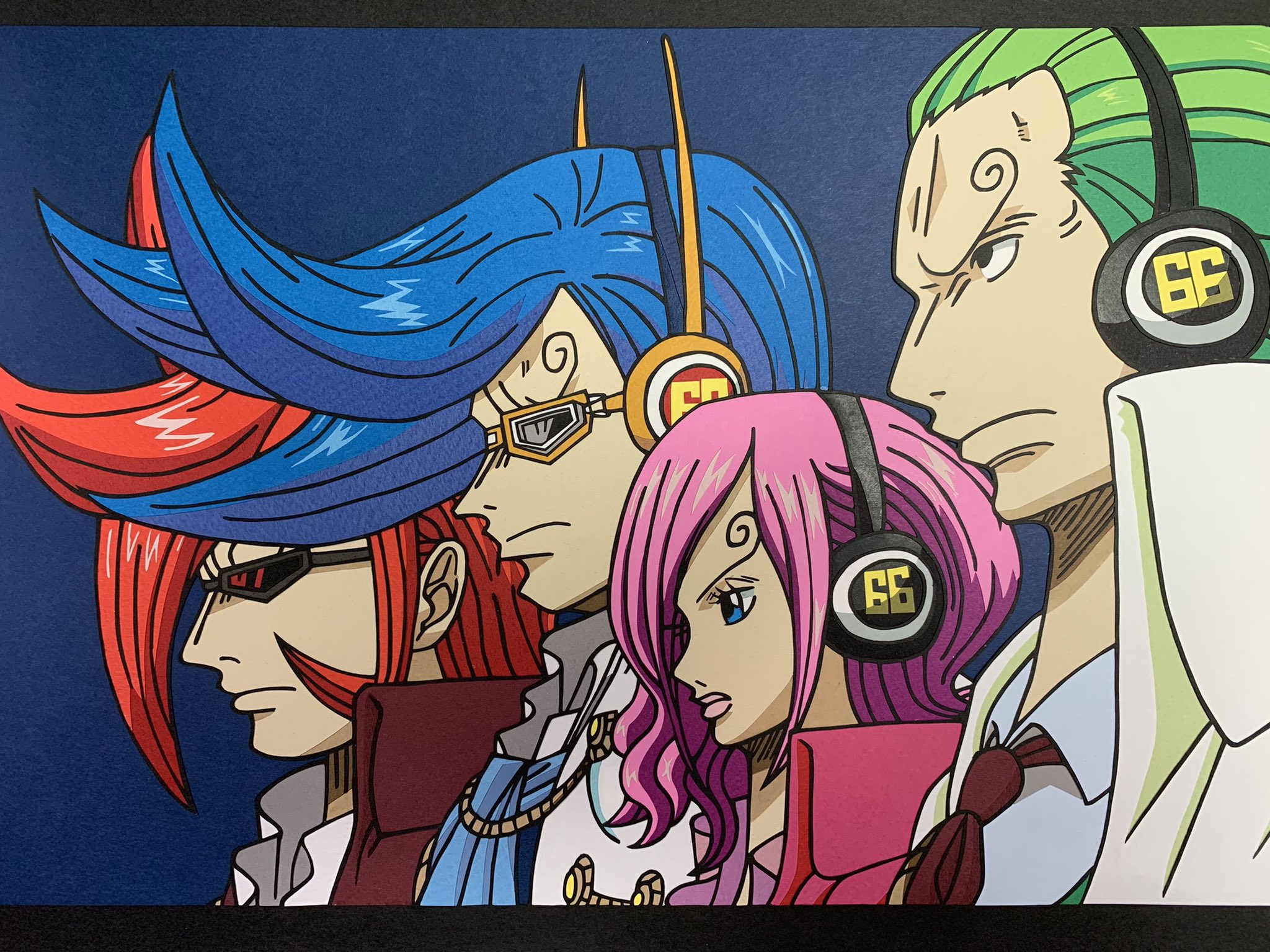 ヨッシ Kagoshima ジェルマ６６の切り絵完成しました 画像ではわかりませんが初のa3サイズです Onepiece ジェルマ66 切り絵 T Co Pe6e6v0hht Twitter