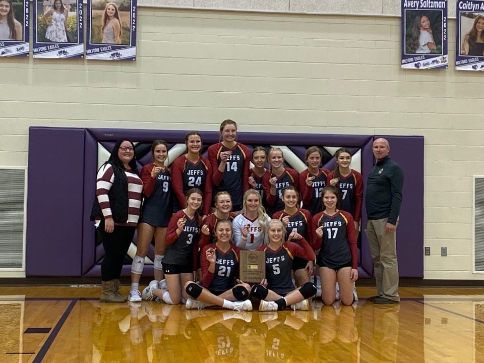 JeffsVolleyball's tweet photo. Your Lady Jeffs are your 2021 SNC Conference Champions. Thanks to all who made the trip. You are an amazing crowd. https://t.co/fb6m23wMnB