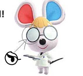 ACNH_Murphy's tweet photo. Ok ok idk if I'm crazy but, I've been looking at Petri and thinking... what gender could this mouse be? And I came across a higher res pic of them and I thiiink I made a discovery. Are those their eyes?? Cause if they are, Petri could very well be a female (excuse my bad drawing) https://t.co/MkZK1ZqW5K