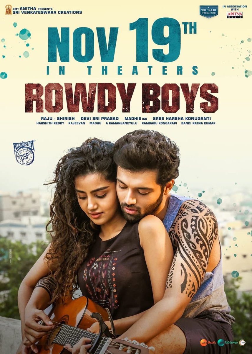 ibollywoodcity's tweet photo. #UpcomingMovie With more than 2.5 Million views for Title Track; craze for #RowdyBoys is on Peak.
Theatrical Release on 19th Nov
#RowdyBoysOnNov19th
@anupamahere @HarshaKonuganti @ThisisDSP @Madhie1 @SVC_official @adityamusic @komaleeprasad #Telugu #RomanticHit https://t.co/YpLUawl5wB