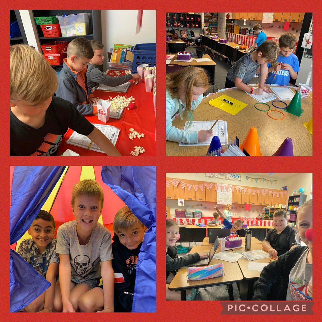 GoshenCreek's tweet photo. Third graders didn’t even have to leave Goshen to experience the circus! #multiplicationcircus #roomtransformation #bethewildcard #gcessuperheroes https://t.co/jMiJO6vVgw
